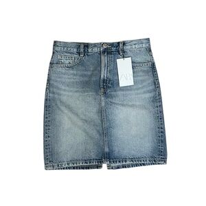 NWT Zara Classic Faded XS Denim Blue Jean Skirt Back Slit Knee Length Medium